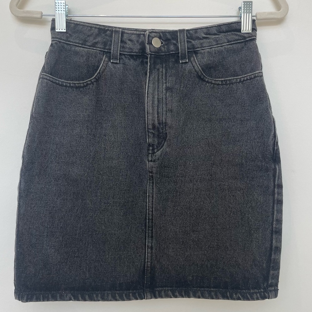 High-waisted Denim Pencil Skirt, Black Wash